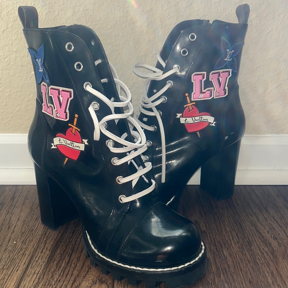 Louis Vuitton Combat Black Leather Boots